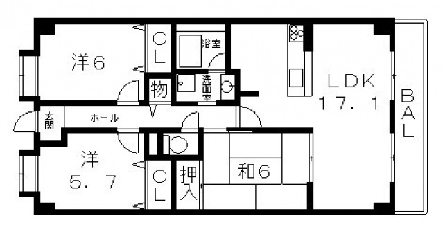 八尾市刑部のマンションの間取り