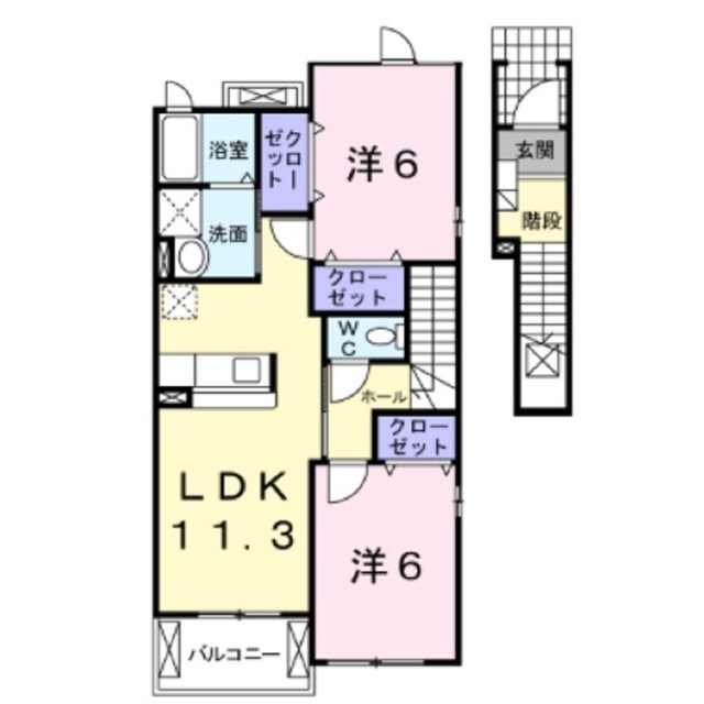 佐久市新子田のアパートの間取り