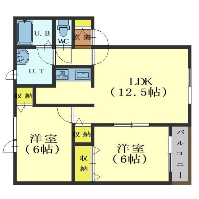 北斗市追分のアパートの間取り