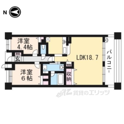 京都市中京区西ノ京栂尾町のマンションの間取り