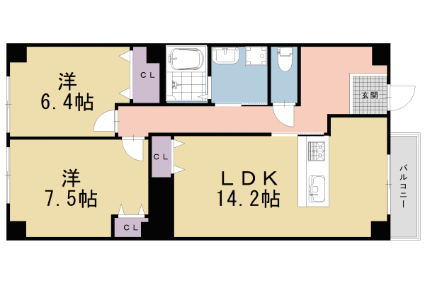 京都市中京区亀屋町のマンションの間取り