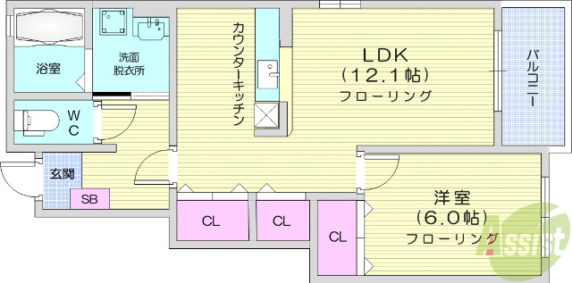 岩沼市恵み野のアパートの間取り