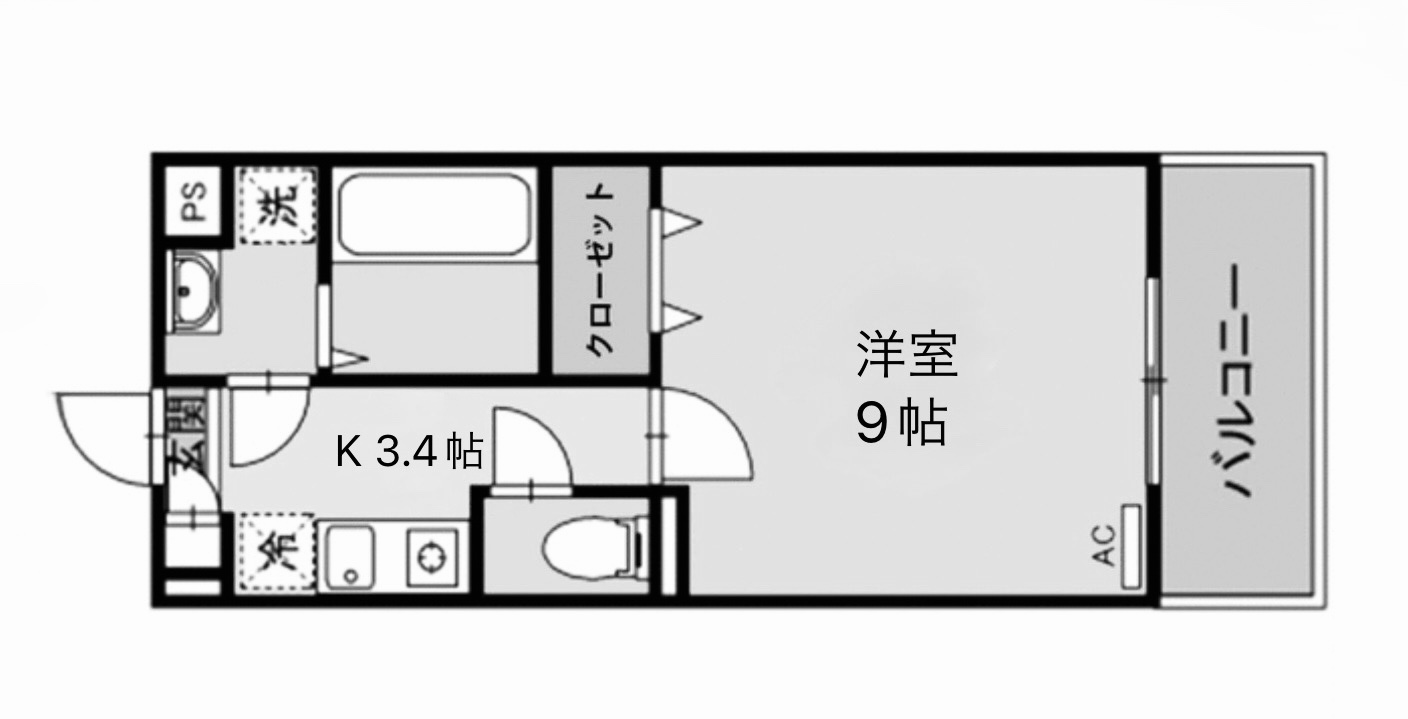 福山市南手城町のアパートの間取り