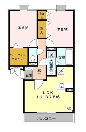 豊橋市上野町のアパートの間取り