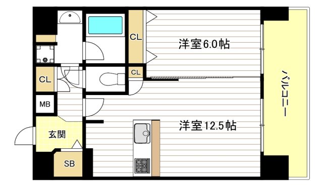 プレサンスOSAKADOMECITYビーツの間取り