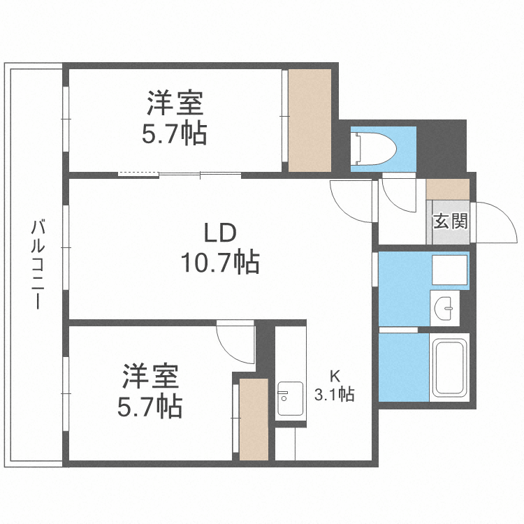 札幌市白石区南郷通のマンションの間取り