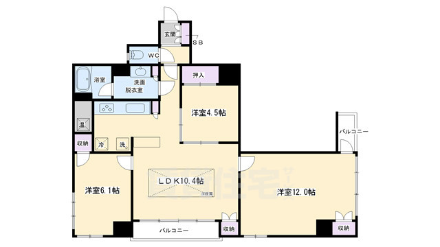 京都市上京区東橋詰町のマンションの間取り