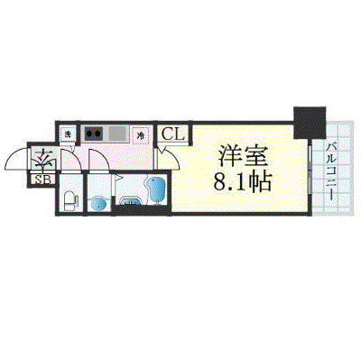 プレサンス谷町九丁目駅前の間取り