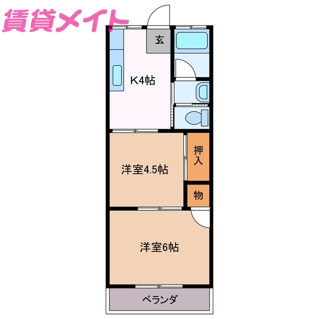 鳥羽市鳥羽のアパートの間取り