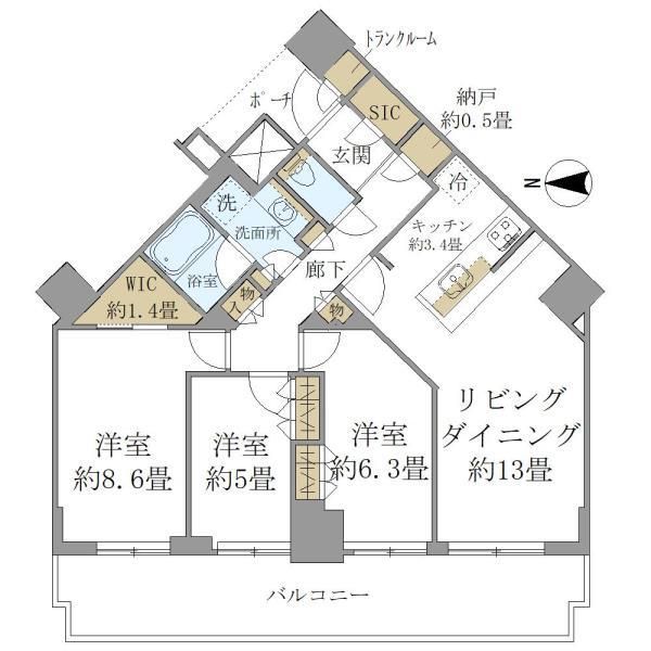 港区港南のマンションの間取り