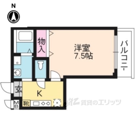 【京都市右京区嵯峨野清水町のマンションの間取り】