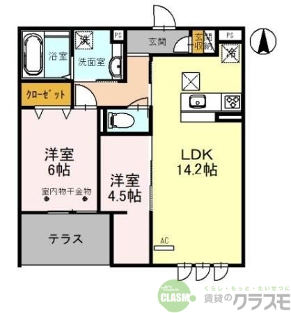 茨木市上穂積のアパートの間取り