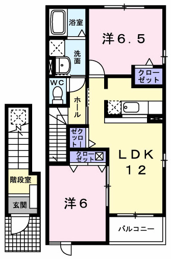 高知市大津のアパートの間取り