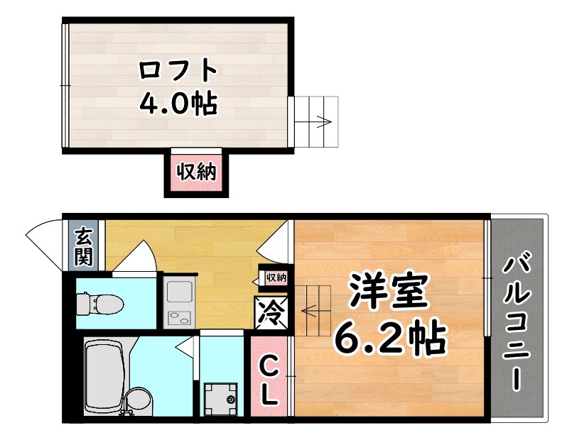 神戸市東灘区住吉南町のアパートの間取り