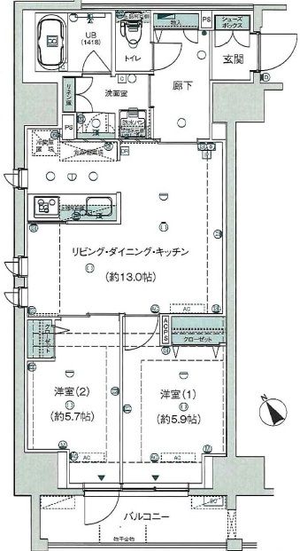 台東区入谷のマンションの間取り