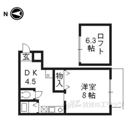 京都市左京区一乗寺才形町のアパートの間取り