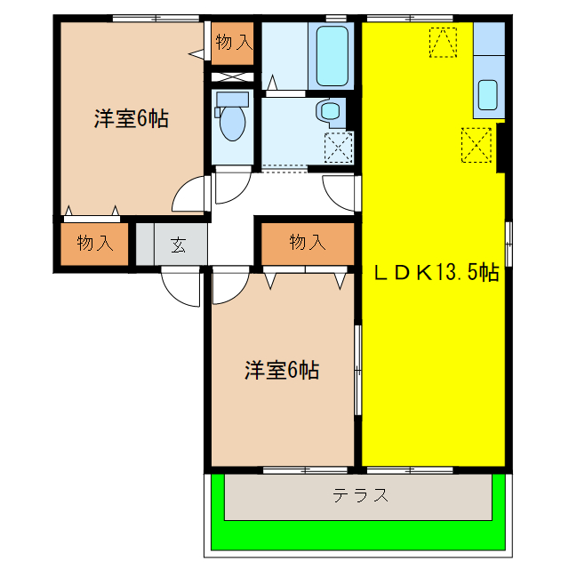 各務原市那加前洞新町のアパートの間取り