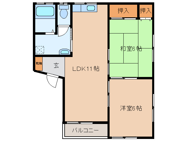 岩国市門前町のアパートの間取り