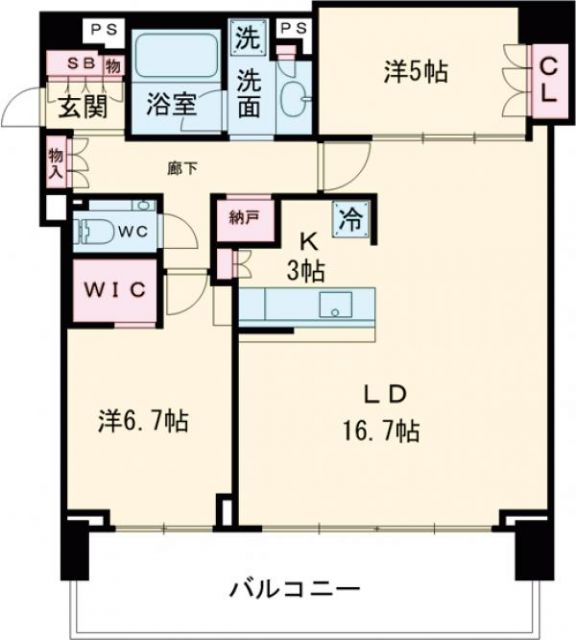 神戸市中央区新港町のマンションの間取り