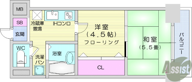 仙台市宮城野区新田のマンションの間取り