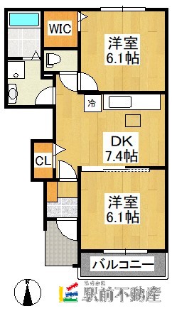 大牟田市大字岬のアパートの間取り