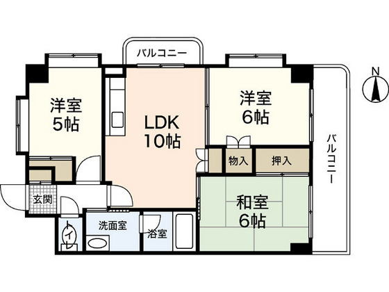 広島市西区井口鈴が台のマンションの間取り