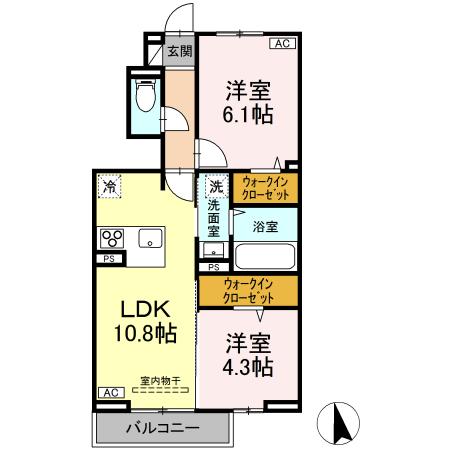 福山市新市町大字新市のアパートの間取り