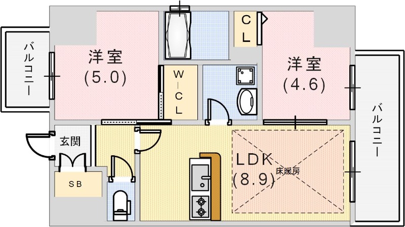 エステムプラザ神戸三宮ルクシアの間取り