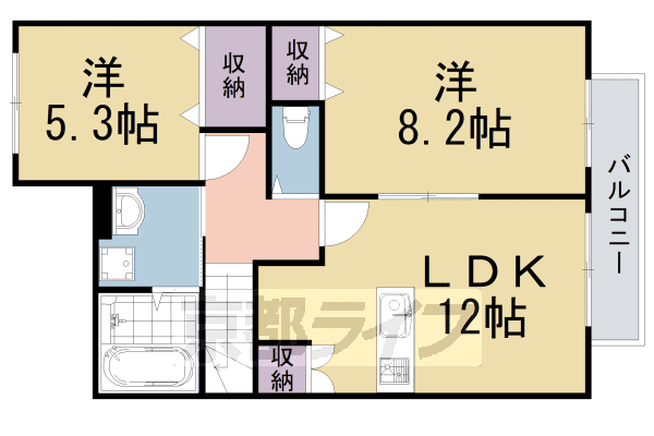 南丹市八木町野条のアパートの間取り