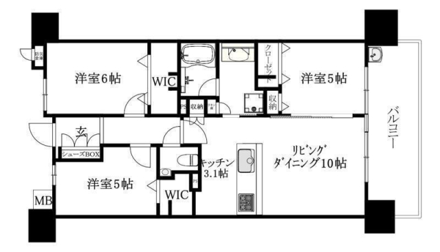 松山市岩崎町のマンションの間取り