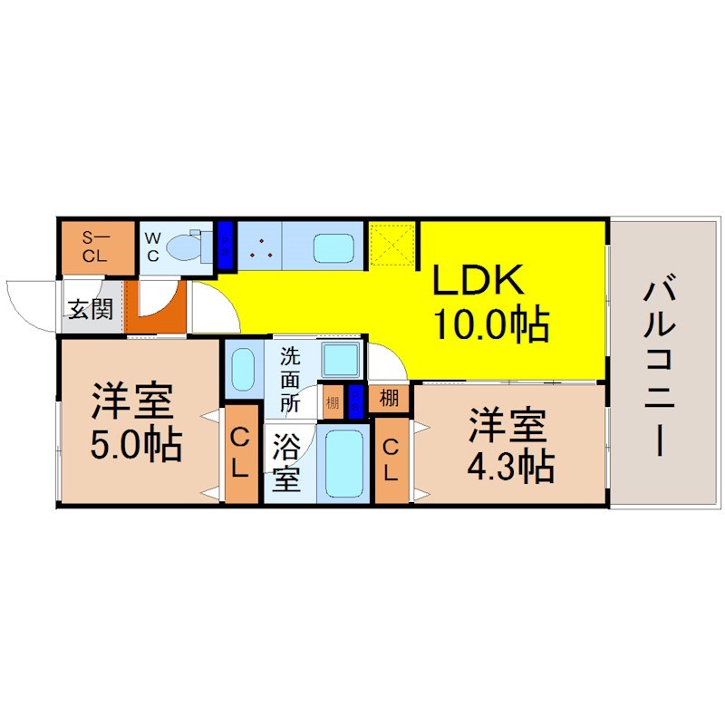 名古屋市西区新道のマンションの間取り