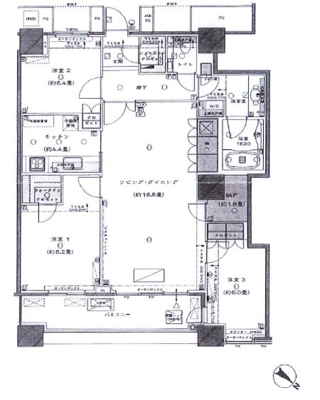 中央区勝どきのマンションの間取り