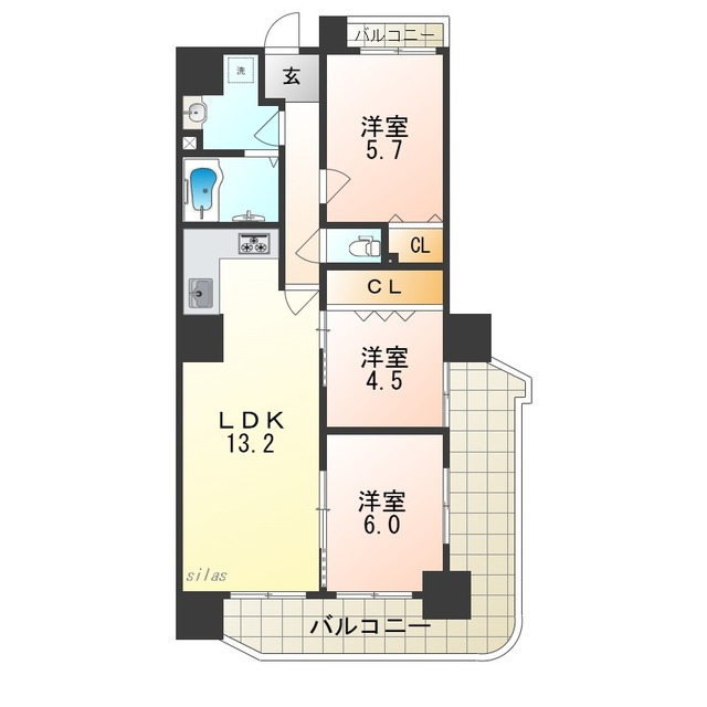 クリアクレセント住之江の間取り