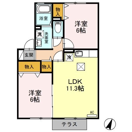 入間市久保稲荷のアパートの間取り