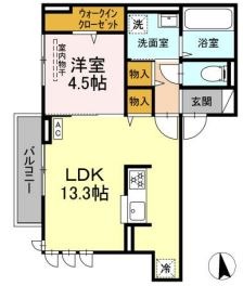 倉敷市宮前のアパートの間取り