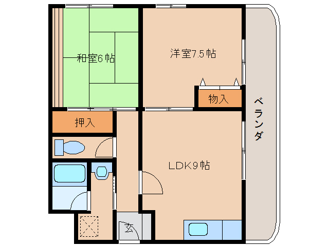 橿原市見瀬町のマンションの間取り