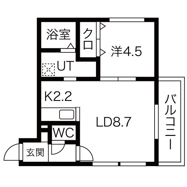 札幌市西区発寒二条のマンションの間取り