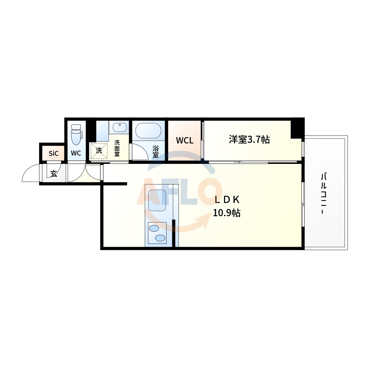 大阪市西区南堀江のマンションの間取り