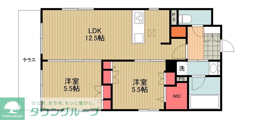 川崎市中原区苅宿のマンションの間取り