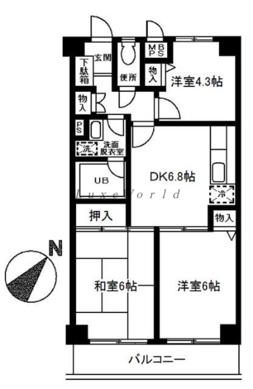 横浜市神奈川区六角橋のマンションの間取り