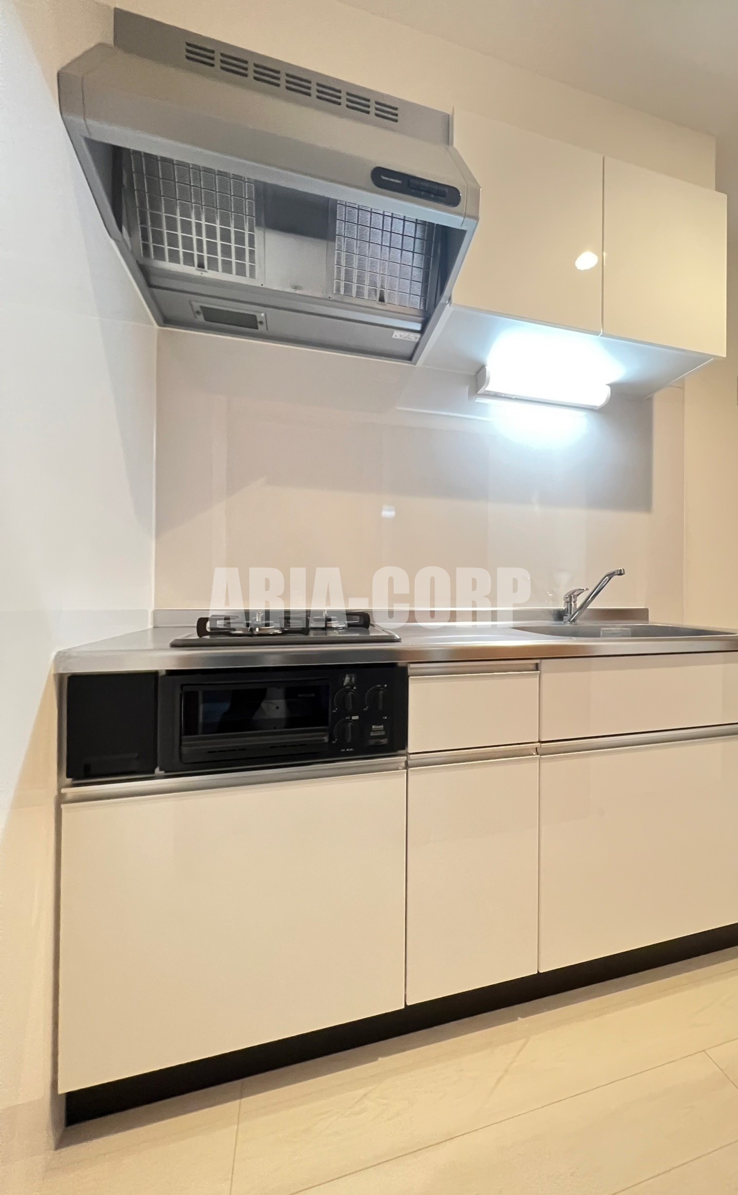 キッチン　2口ガスコンロ。システムキッチン搭載♪