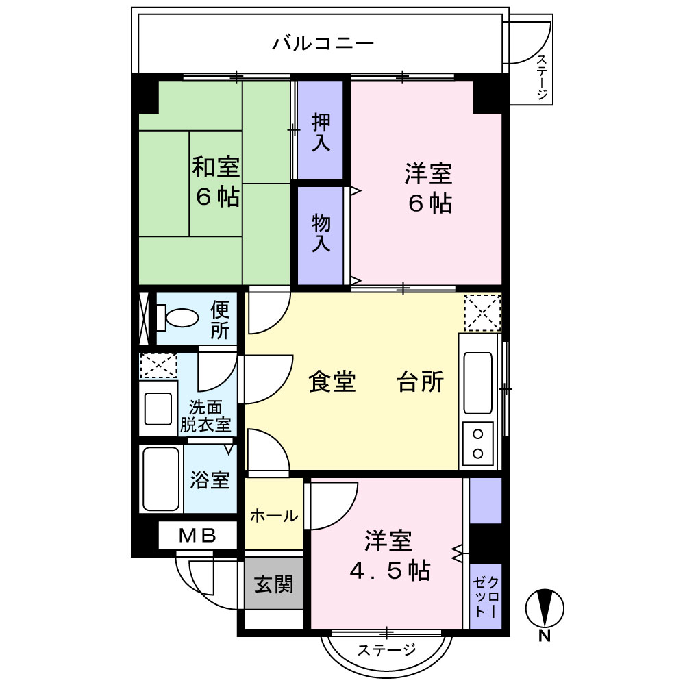 名古屋市中川区小碓通のマンションの間取り