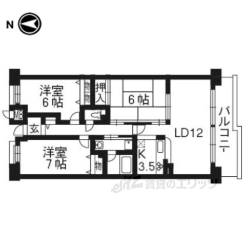 京都市伏見区桃山町大島のマンションの間取り