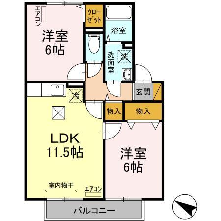 市原市姉崎西のアパートの間取り