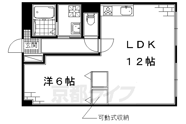 京都市伏見区深草大亀谷西寺町のマンションの間取り