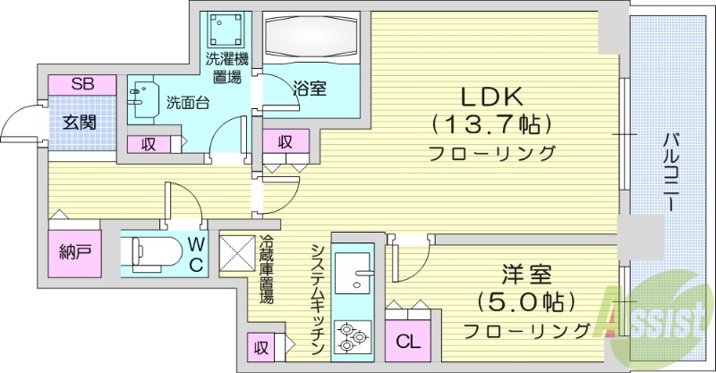 札幌市北区北八条西のマンションの間取り