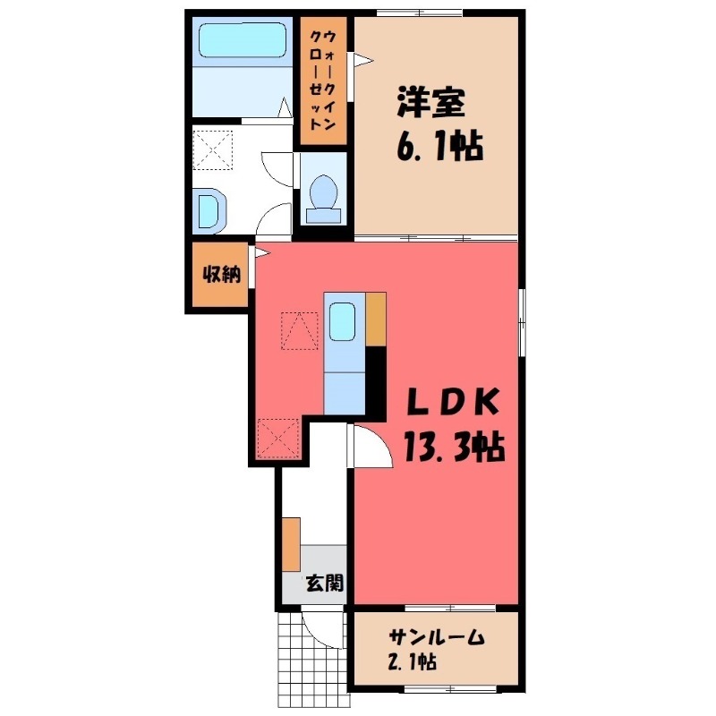 太田市飯塚町のアパートの間取り