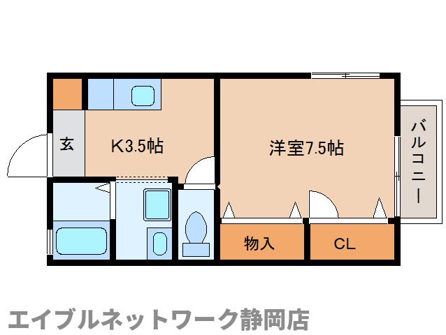 静岡市葵区古庄のアパートの間取り