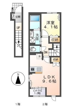 倉敷市中畝のアパートの間取り