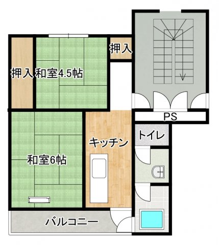 ビレッジハウス矢本1号棟の間取り